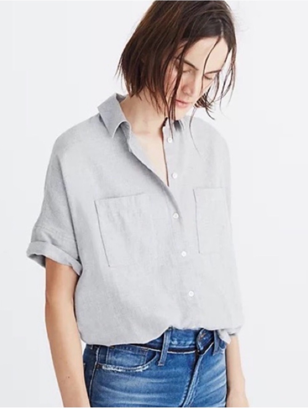 madewell courier shirt in grey flannel